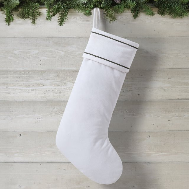 My Texas House Michelle White/Green Velvet Christmas Stocking, 20" x 10" | Walmart (US)