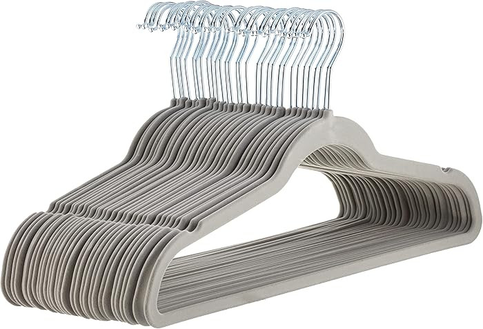 Amazon Basics Slim, Velvet, Non-Slip Suit Clothes Hangers, Gray/Silver - Pack of 30 | Amazon (CA)