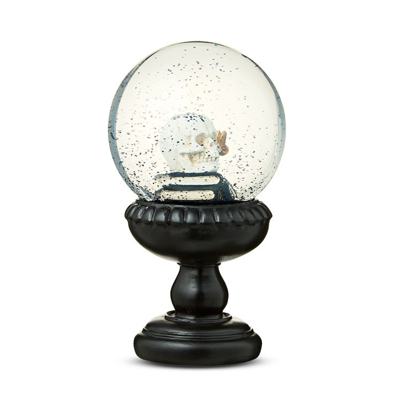 Halloween Black & Glass Water Glitter Skull Globe Tabletop Decoration, 9 in H, by Way To Celebrat... | Walmart (US)