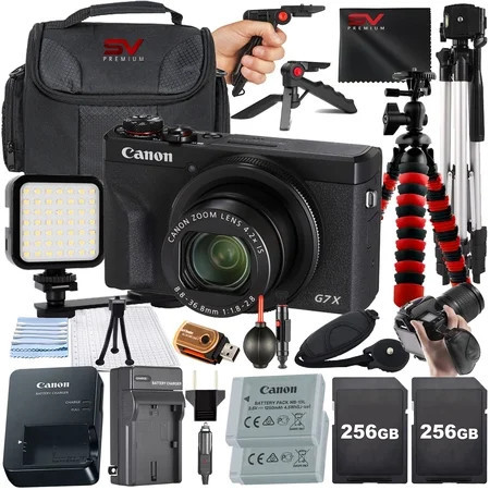 Canon PowerShot G7 X Mark III Digital Camera (Black) with SanDisk 256GB Memory Card + Case + Tripod + SV Premium Accessory Bundle (International Version) | Walmart (US)