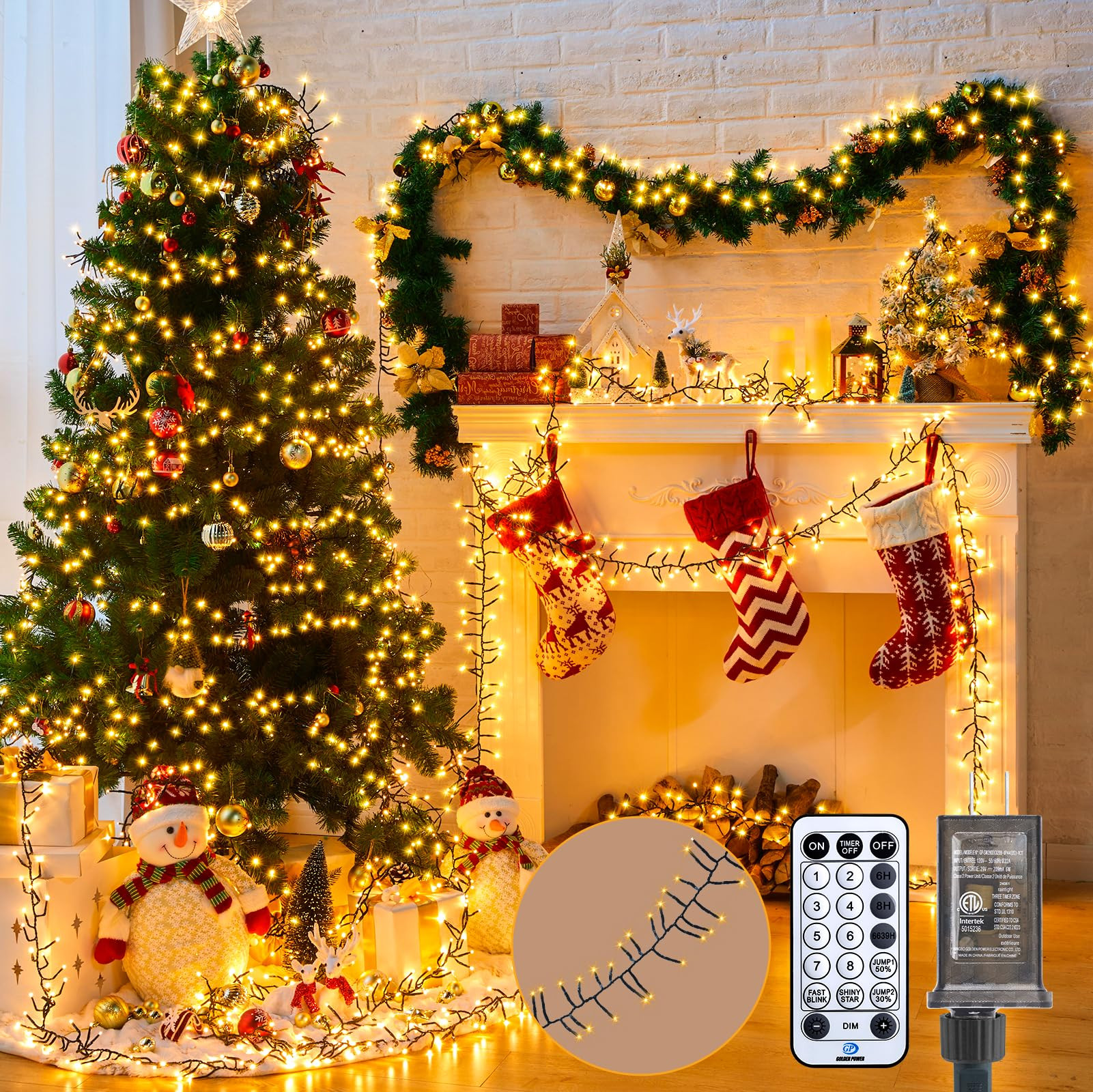 Cluster-Lights-Christmas-Tree-Lights-Outdoor, 1000 LED 50 Ft Christmas Firecrackers String Lights... | Amazon (US)