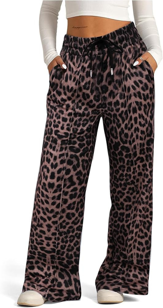 SOFIA'S CHOICE Wide Leg Sweatpants Women Drawstring High Waisted Pants with Pockets Jogger | Amazon (US)