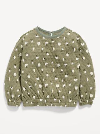Printed Crew-Neck Quilted Sweatshirt for Toddler Girls | Old Navy (US)
