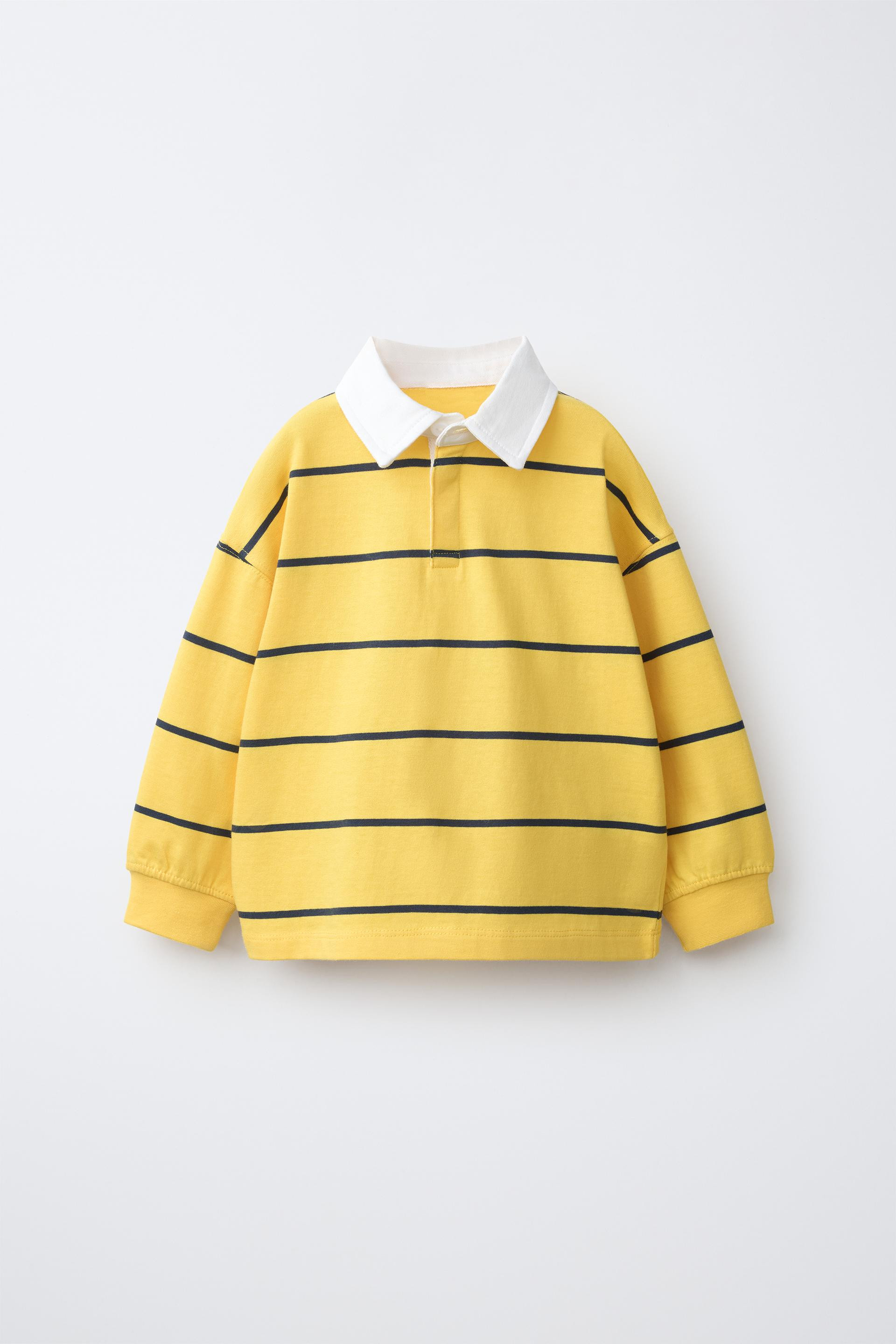 Zara - Striped Twill Collar Polo Shirt - Blue / Black - 5 Years (43,3 Inches) - Kids | Zara US