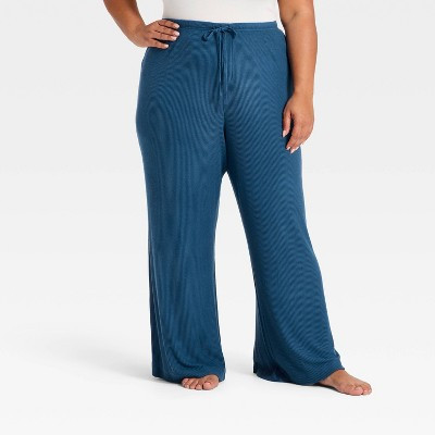 Women's Cozy Ribbed Wide Leg Pants - Auden™ Dark Blue 1X | Target