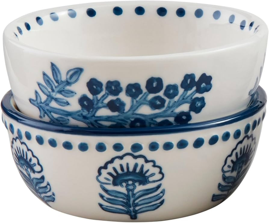 Mud Pie Blooms Block Print Tidbit; 1 1/2" x 3 1/2" dia | Amazon (US)