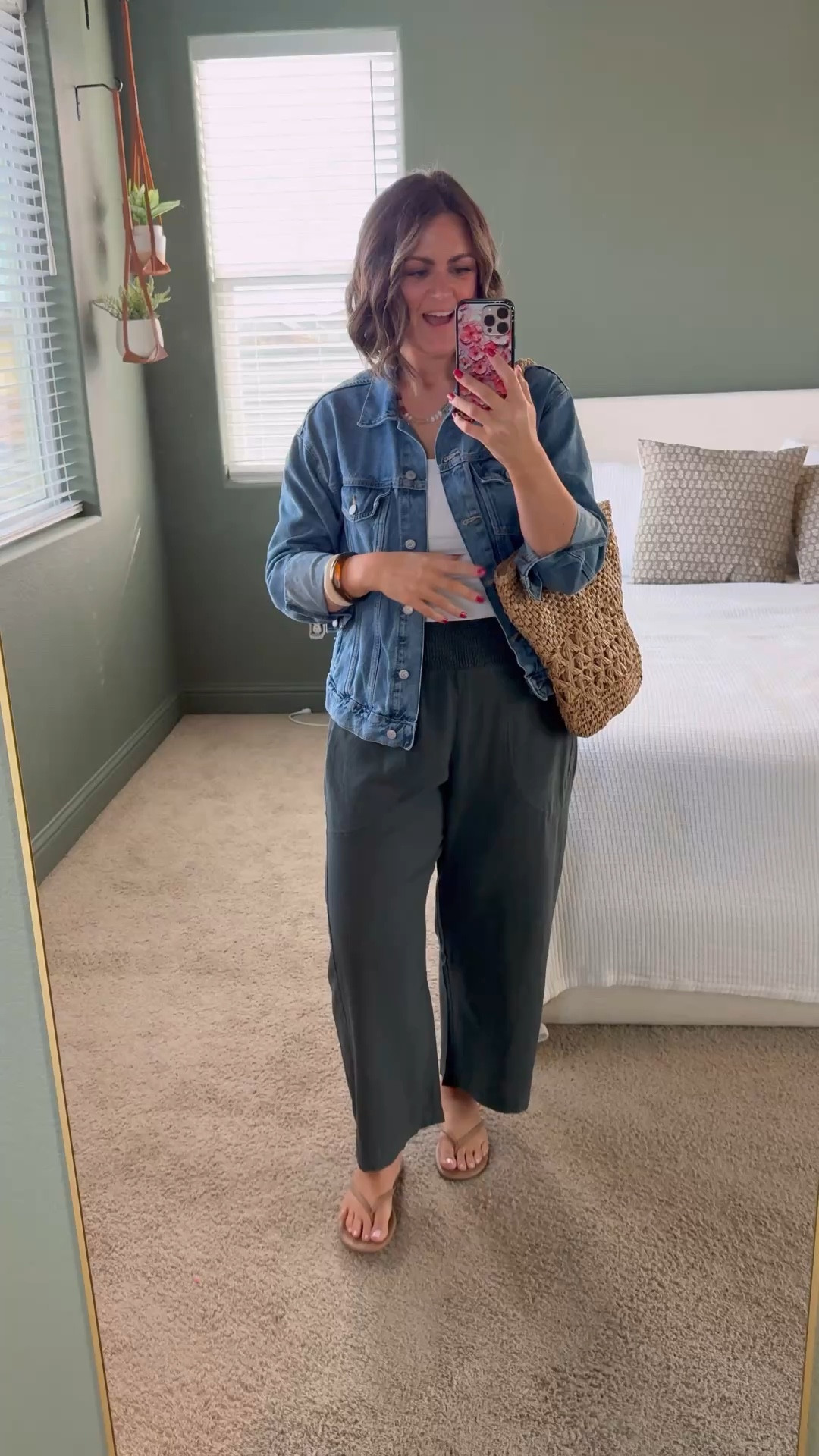 Linen blend, pull on pants - size large
Code: COURTNEYH20
Size down in the denim jacket (medium)

Size 12, midsize, spring outfit, summer staples, lightweight pants, linen pants @Anthropologie  #anthropartner

#LTKSaleAlert #LTKOver40 #LTKootd