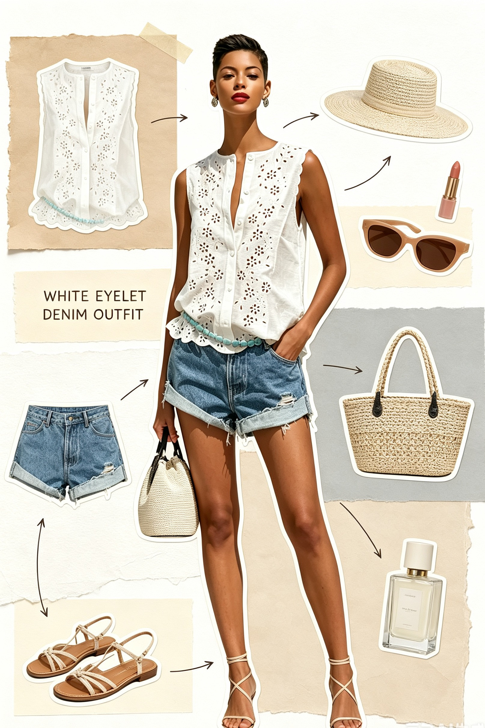 Summer Casual White Eyelet Top & Denim Shorts Everyday Outfit
#EyeletTopOutfit
#SummerDenimShorts
#VacationCasualStyle 

 #LTKootd #LTKOver40 #LTKTravel