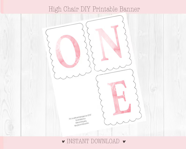 First Birthday High Chair DIY Banner Printable FILE | ONE | Blush Watercolor | 1st Birthday Party... | Etsy (US)