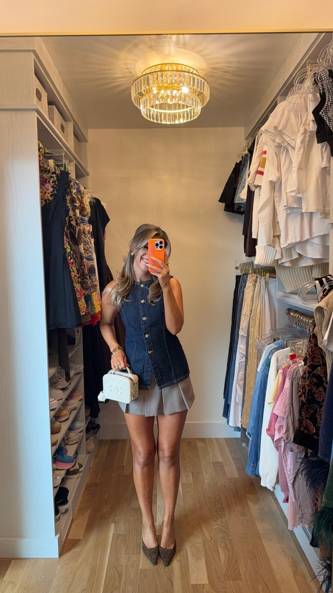 Fall casual everyday look with plaid skort and denim top

Abercrombie code: AFLTK
body glow color: can’t handle the heat

Wearing xs skirt small top 

Workwear
Pleated skirt
Denim vest top
Causal everyday
Date night
Fall party
Fall transitional 

#LTKSeasonal #LTKWorkwear #LTKFindsUnder100