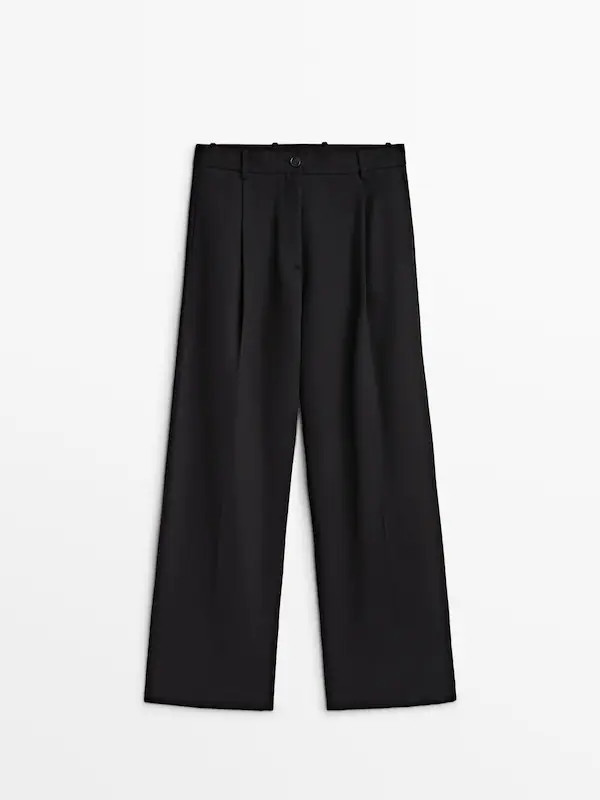 Full length darted black trousers | Massimo Dutti US
