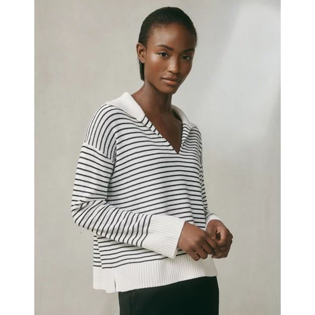 Collared Stripe Jumper with Cashmere | Jumpers & Cardigans | The  White Company | The White Company (UK)