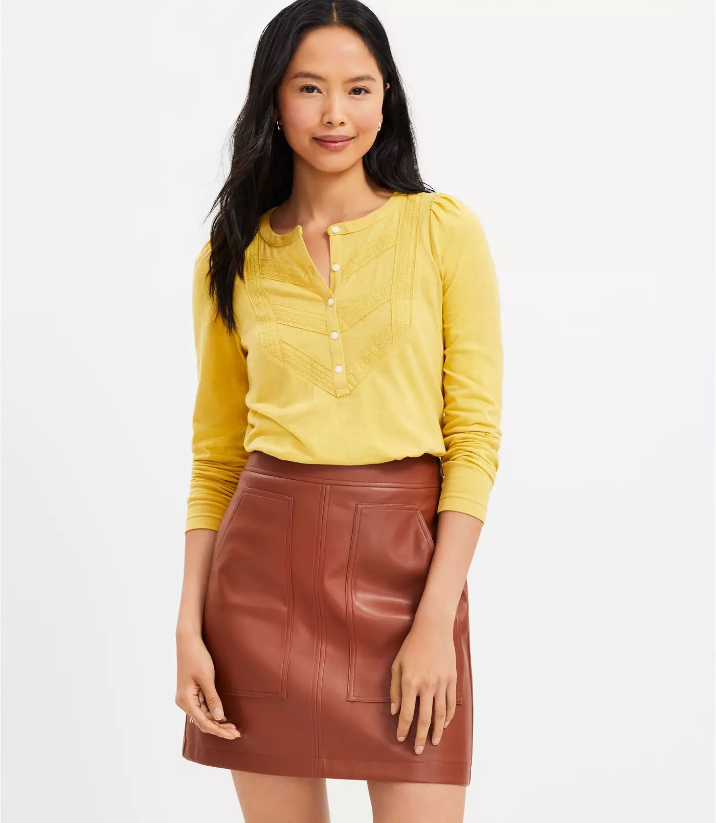 Faux Leather Pocket Shift Skirt | LOFT