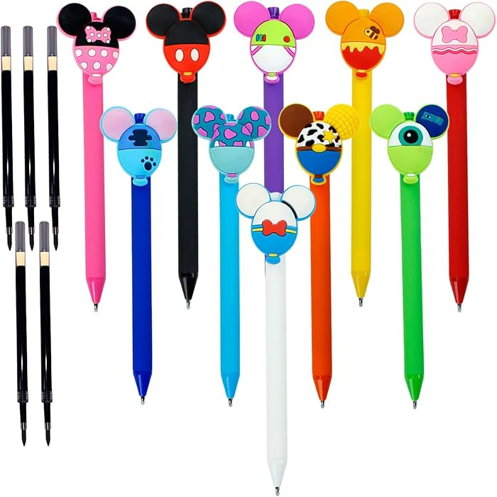 10pcs Mouse Head Character Ears Pens Set, Retr ctable Ballpoint Pen, Multi Color Jumbo Autograph ... | Amazon (US)