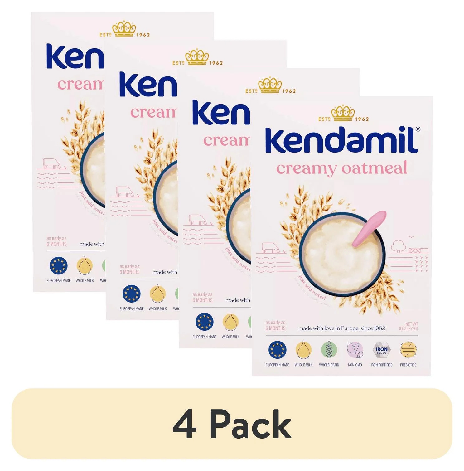 (4 pack) Kendamil Whole Grain Baby Cereal, Creamy Oatmeal, Whole Milk, 2nd Foods, 8oz Box (11-Ser... | Walmart (US)