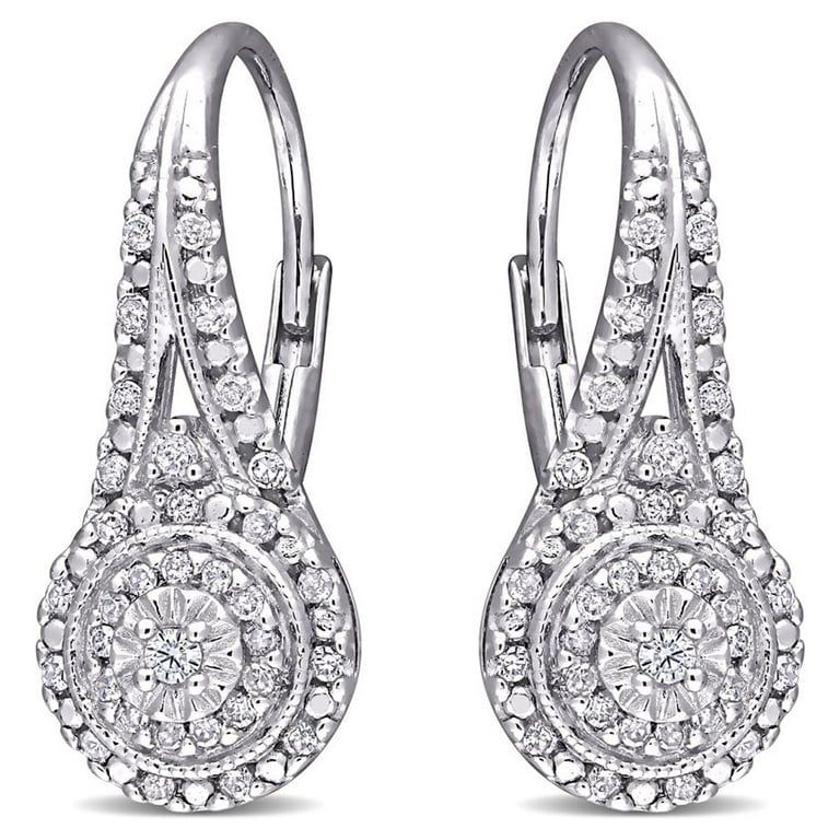 SuperJeweler Nearly 1/2 Carat Diamond Double Halo Leverback Hoop Earrings, 3/4 inch for Women - W... | Walmart (US)