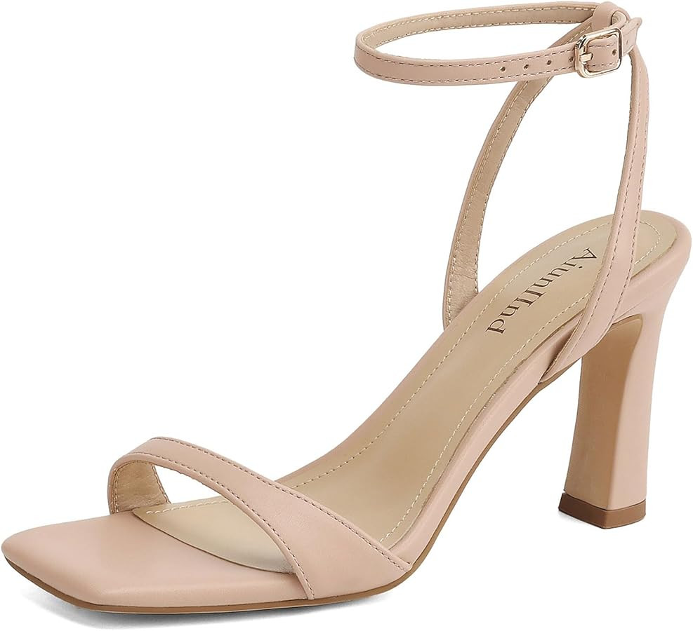 Women's Heeled Sandals Square Open Toe Chunky High Heels Ankle Strap Sandals for Women Prom Weddi... | Amazon (US)