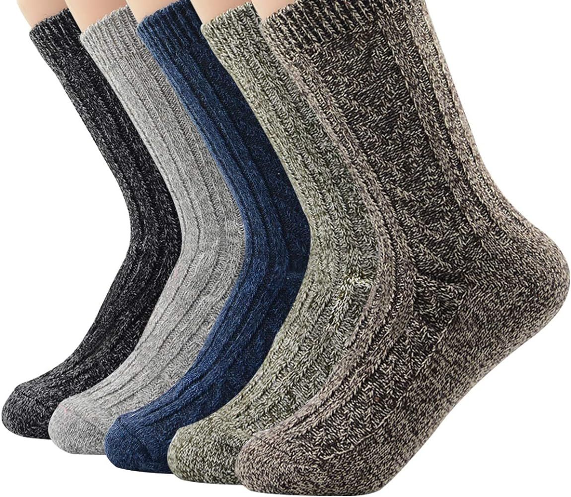 Womens Wool Socks Winter Athletic Socks Crew Sock Warm Hiking Merino Wool Socks Soft Thick Mid Ca... | Amazon (US)