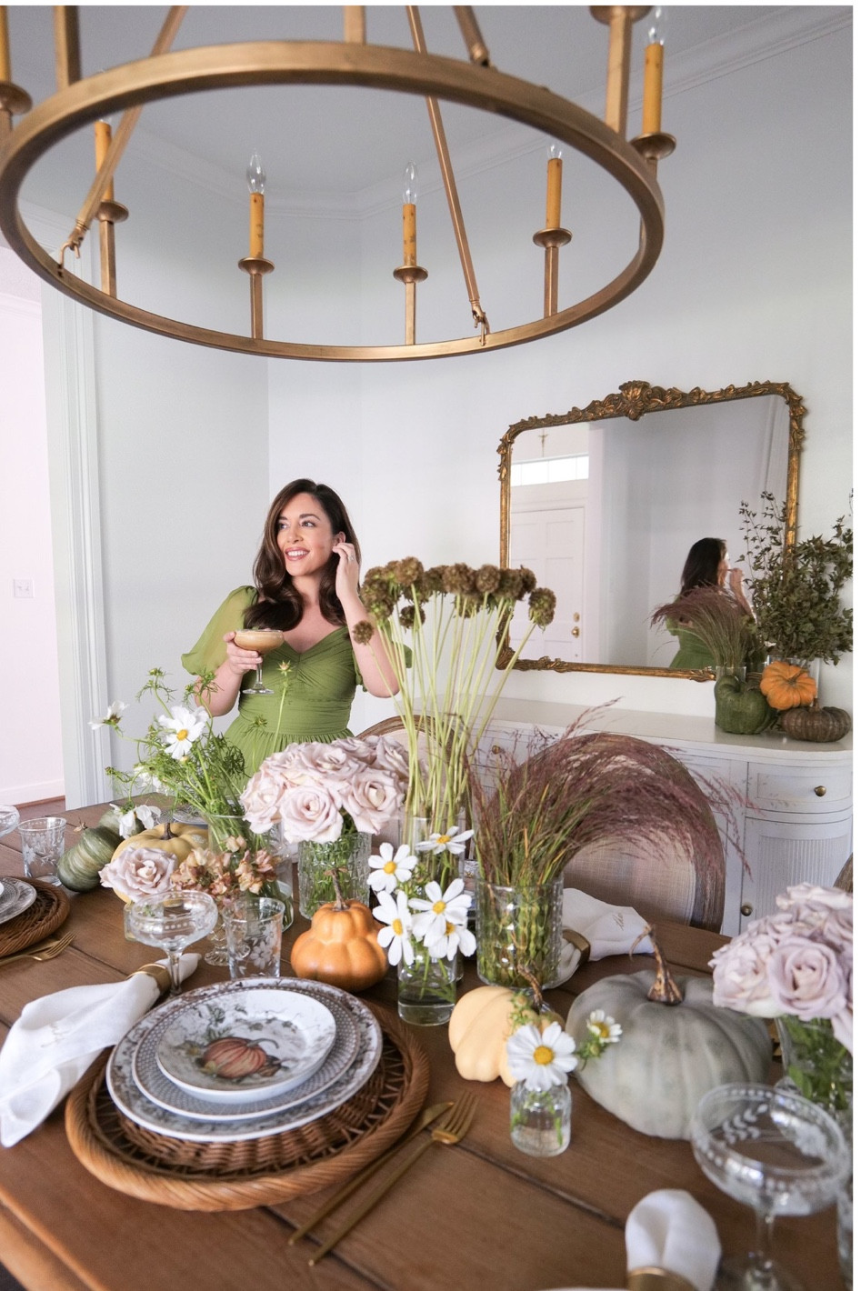 Start by creating a color scheme that incorporates traditional Thanksgiving colors like deep oranges, vibrant greens and golden yellows. You can add textures to your tablescape by combining these colors with natural elements such as tree branches, dried leaves, and wheat stalks. To add a more modern touch, incorporate a mix of both classic and modern tableware. For a seasonal touch, incorporate natural elements like pumpkins, gourds, and pomegranates. You can also create unique centerpieces with seasonal flowers. To make your tablescape stand out, add small touches like candles, napkin rings, and name cards for each guest that complement your table.

#LTKFallSale #LTKSeasonal #LTKHome