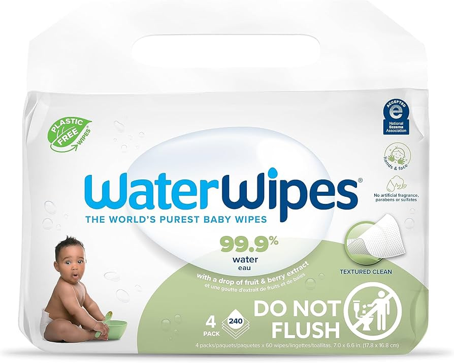 WaterWipes Plastic-Free Textured Clean, Toddler & Baby Wipes, 99.9% Water Based Wipes, Unscented... | Amazon (US)