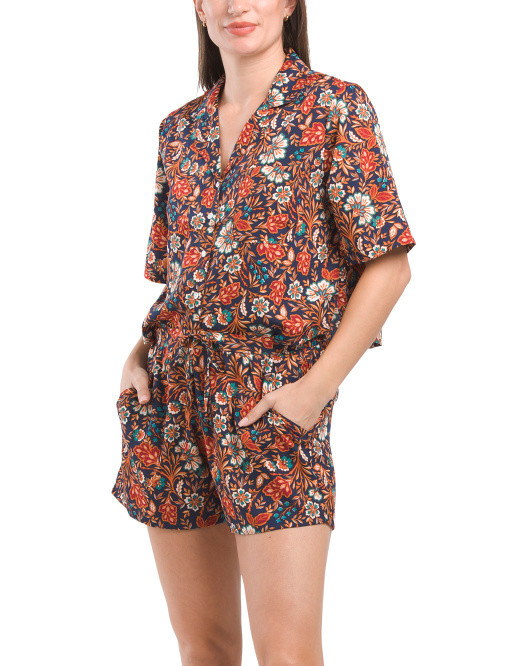 2pc Brixton Floral Notch Collar Shorty Set | TJ Maxx