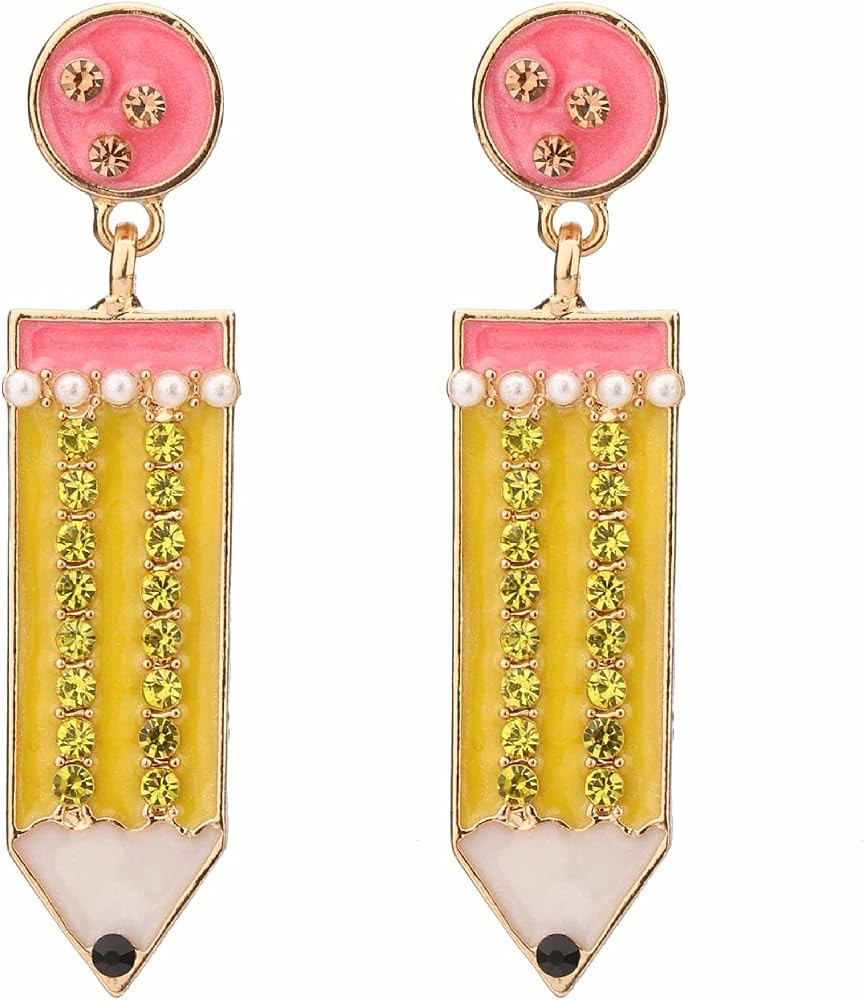 Handmade Champagne Martini Wine Glass Dangle Earrings Pencil Shiny Rhinestones Crystal Pearl Bead... | Amazon (US)