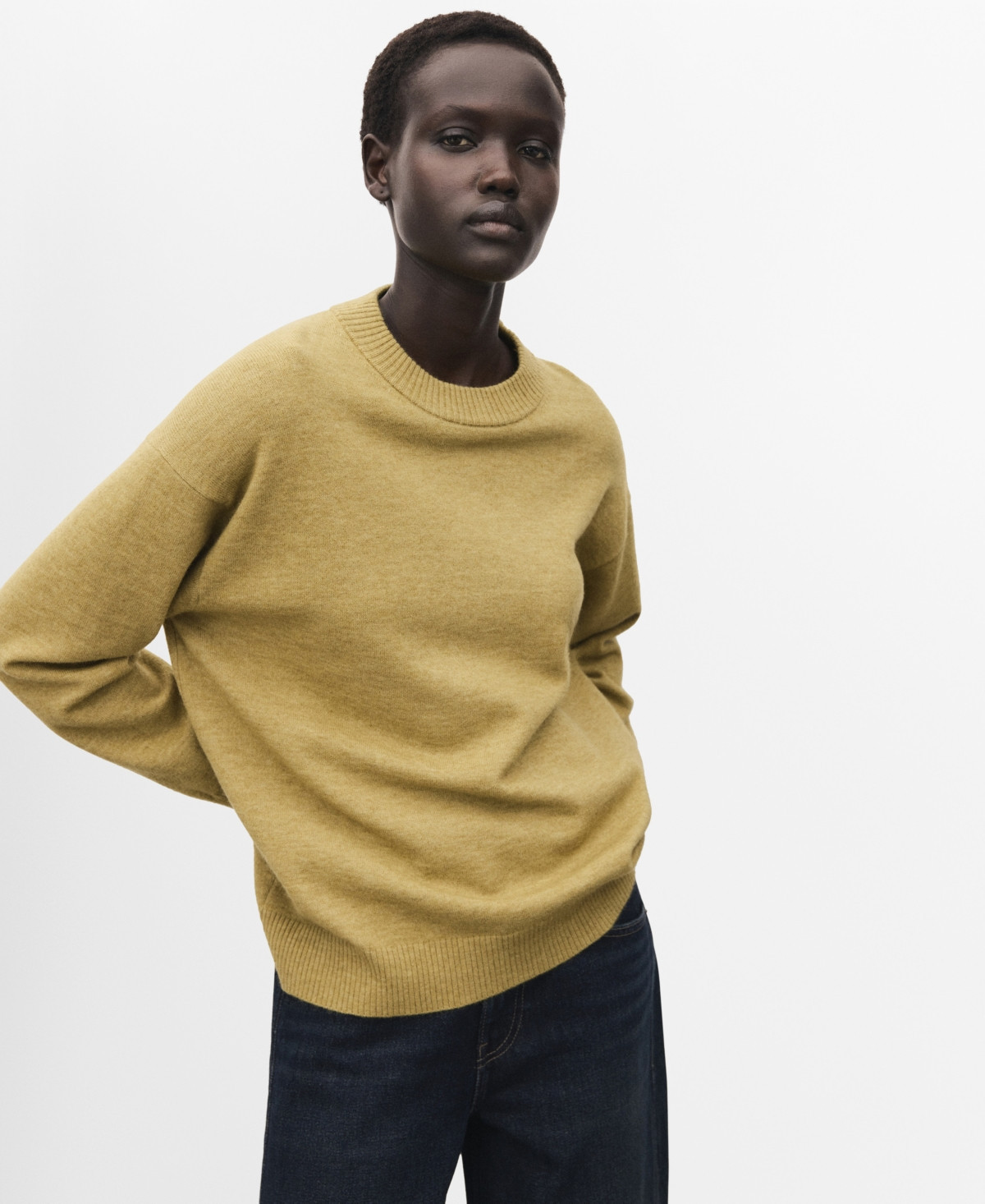 Mango Women's Ribbed Trim Oversized Sweater - Green | Macy's