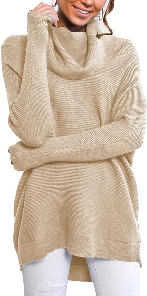 Sovoyontee Women's Off The Shoulder Tunic Turtleneck Oversized Sweaters Fall 2021 | Amazon (US)