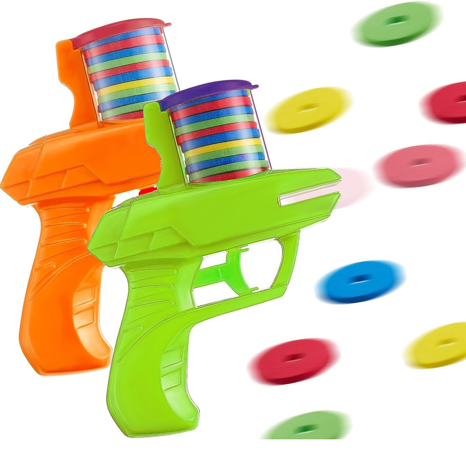 Sumind 2 Pieces Foam Disc Launcher Zip Shot Shooter Disc Shooter (Orange, Green) | Amazon (US)