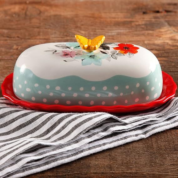 The Pioneer Woman -Flea Market- Two Piece Floral Butter Dish | Amazon (US)