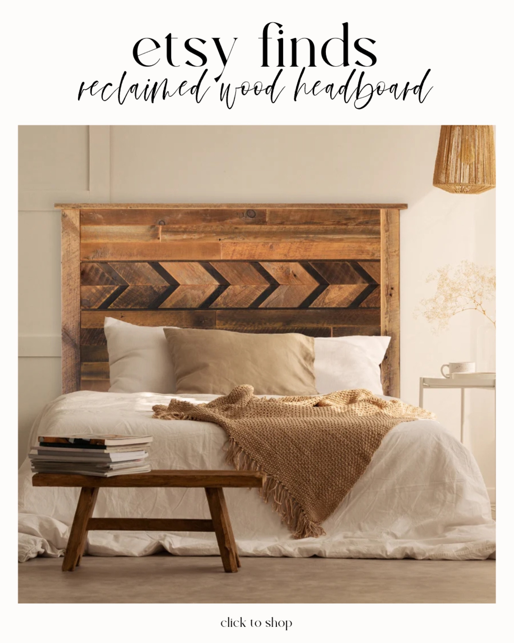 Handmade wood headboard with a chevron pattern. So cute and rustic! Perfect for a farmhouse home  

#LTKhome