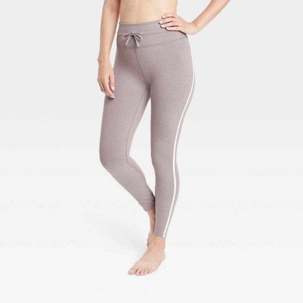 Women's Simplicity High-Rise Striped Leggings - All in Motion Heathered Gray M | Target