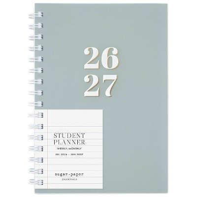 Sugar Paper Essentials 5.5"x8.5" 2026-2027 Weekly/Monthly Small Student Planner Mint Green | Target