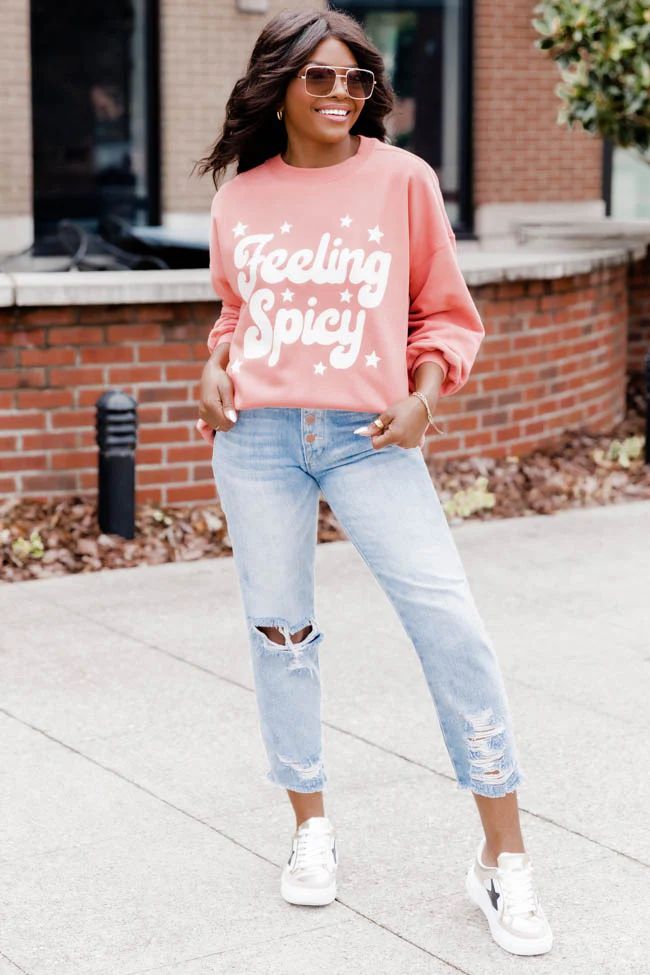 Feeling Spicy Brick Oversized Graphic Sweatshirt | Pink Lily