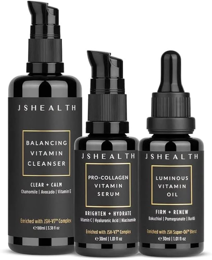 JSHealth Hydrate & Renew Skincare Bundle - Gentle Facial Cleanser, Brightening Vitamin C Serum fo... | Amazon (US)