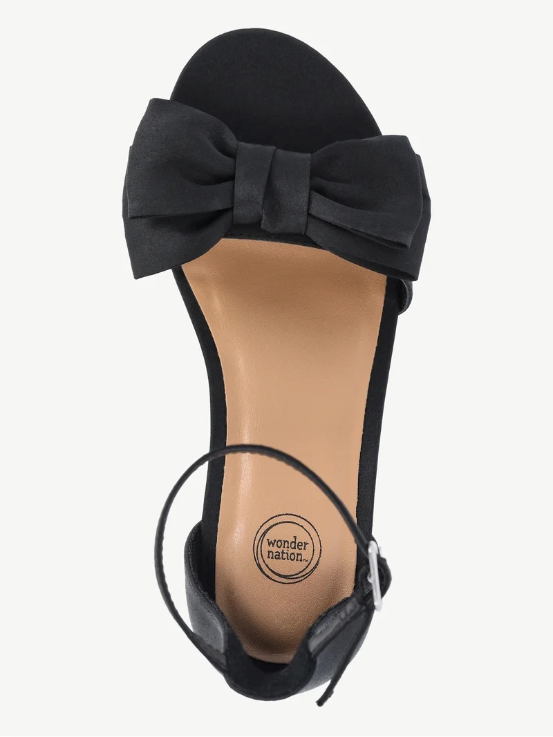 Wonder Nation Toddler, Little, and Big Girls Bow Heeled Sandals | Walmart (US)