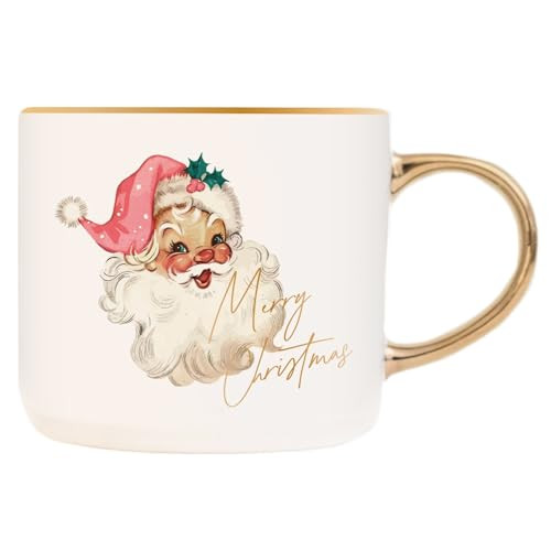 Sweet Water Decor Vintage Santa Christmas Coffee Mugs - 17 Oz Christmas Mugs with Gold Handel The Perfect Christmas Gifts - Christmas Stocking Stuffers Festive Fine Bone Holiday Mugs | Amazon (US)