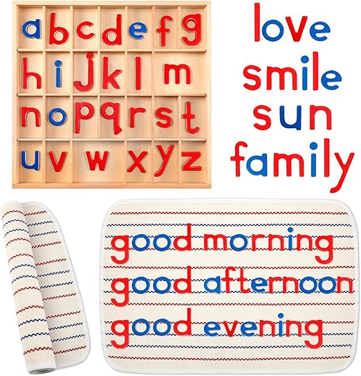 Montessori Letters Movable Wood Alphabet with Box and Large Mat Small Wooden Alphabet Letters Mon... | Amazon (US)