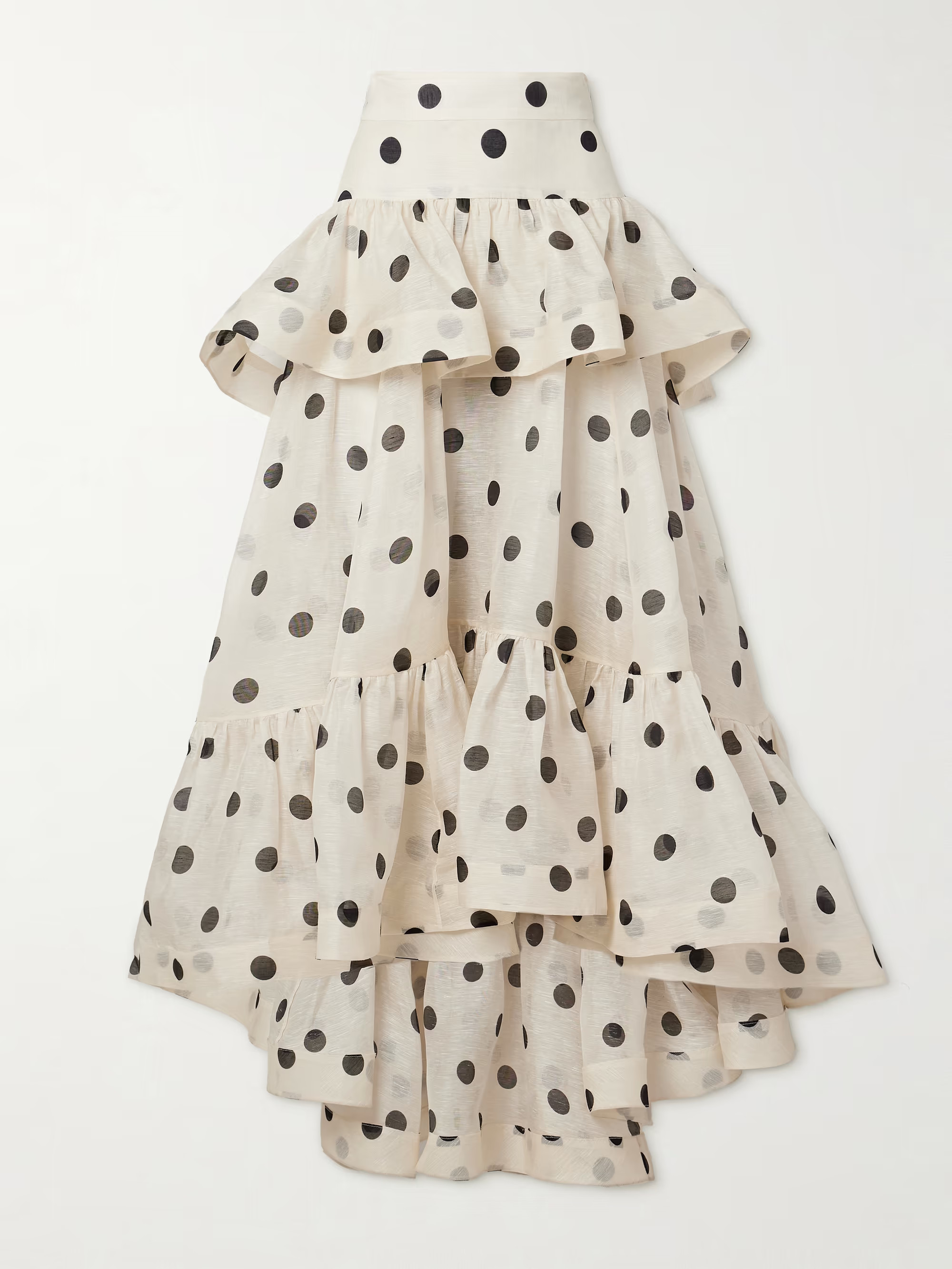 Crush tiered ruffled polka-dot linen and silk-blend organza maxi skirt | NET-A-PORTER (UK & EU)