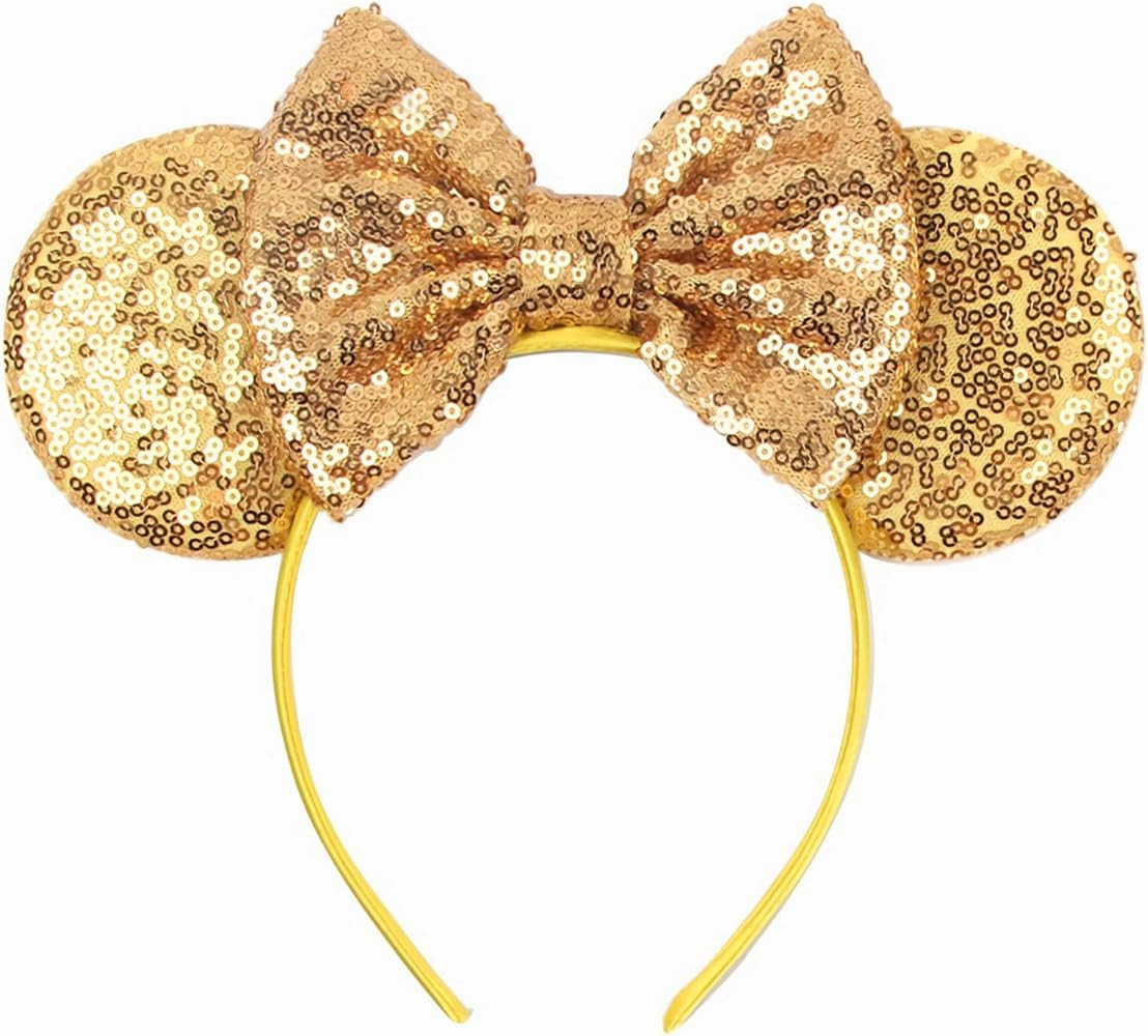Sequin Mouse Ears Headbands for Women Girls Boys, Glitter Bows Headband for Kids Adults Birthday ... | Amazon (US)