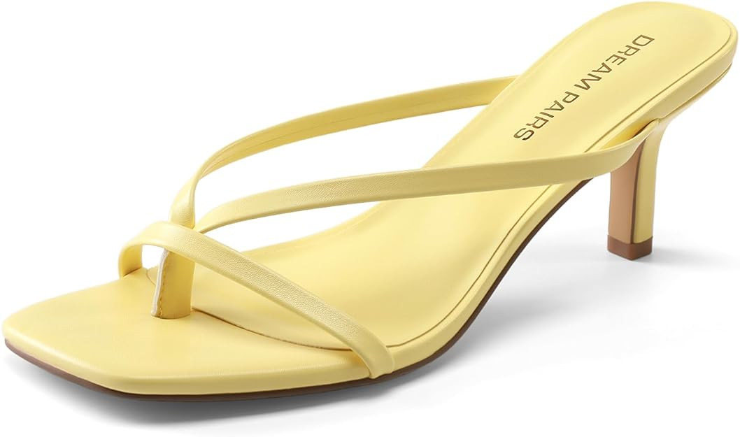 DREAM PAIRS Heels for Women Flip Flops Kitten Low Heels Open Square Toe Thong Heeled Sandals, Fas... | Amazon (US)