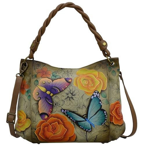Anna by Anuschka Women's Genuine Leather Medium Slim Shoulder Bag, Hand Painted Original Artwork - Floral Paradise | Amazon (US)