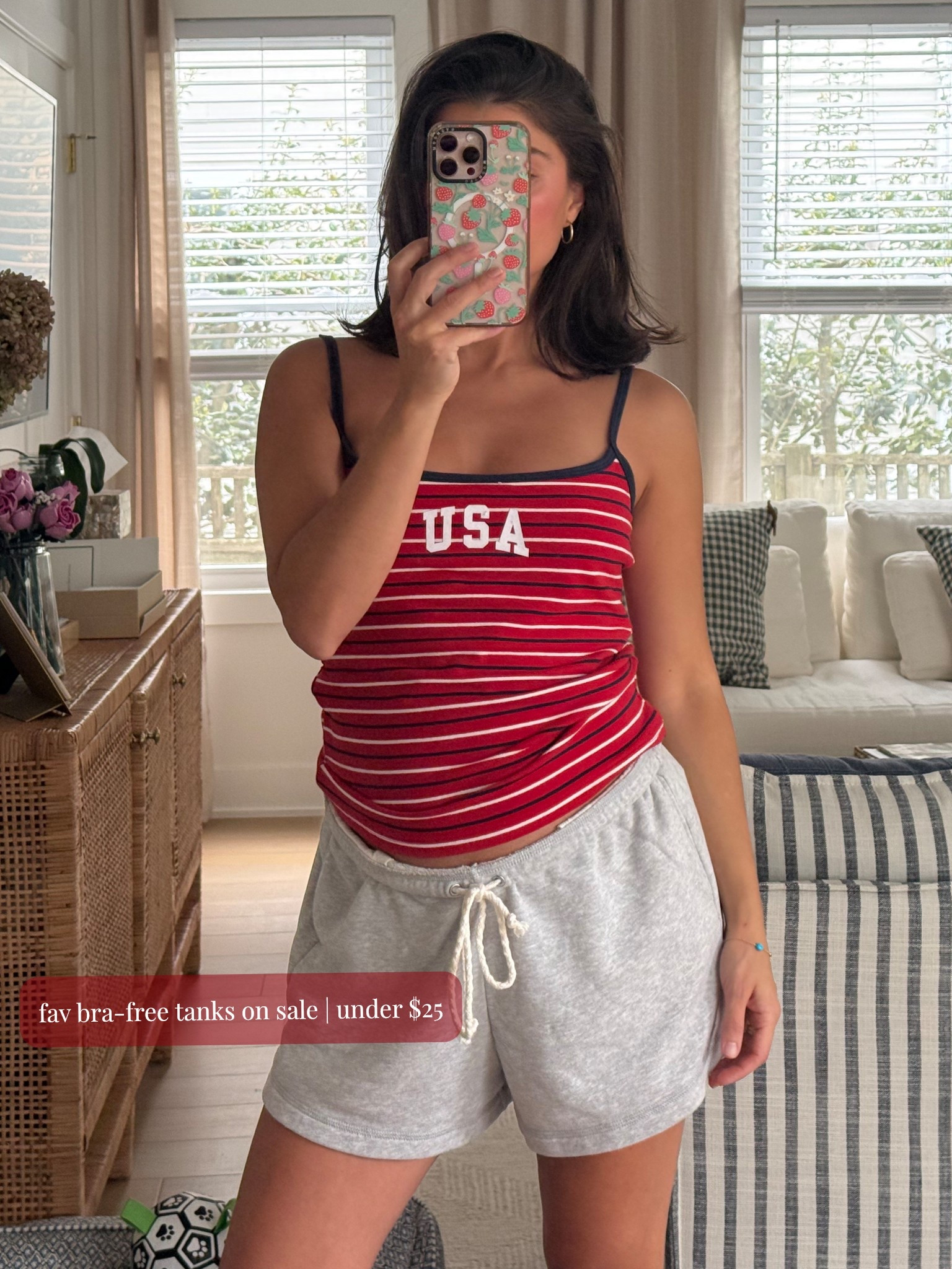 [4/30/26] my go-to tanks from @abercrombie on sale for under $25, love this cutie USA tank, unfortunately this one is low in stock but linking some others available! I’m generally an xs but am wear in a large at 20 weeks pregnant.

#LTKSaleAlert #LTKBump #LTKootd
