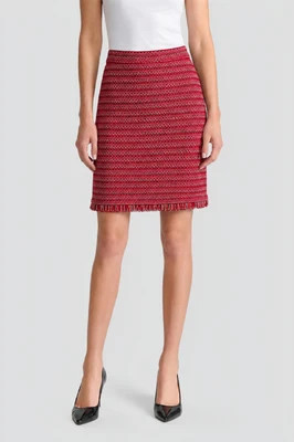 Anna Marie A-Line Fringe Trim Tweed Knit Skirt | Ming Wang