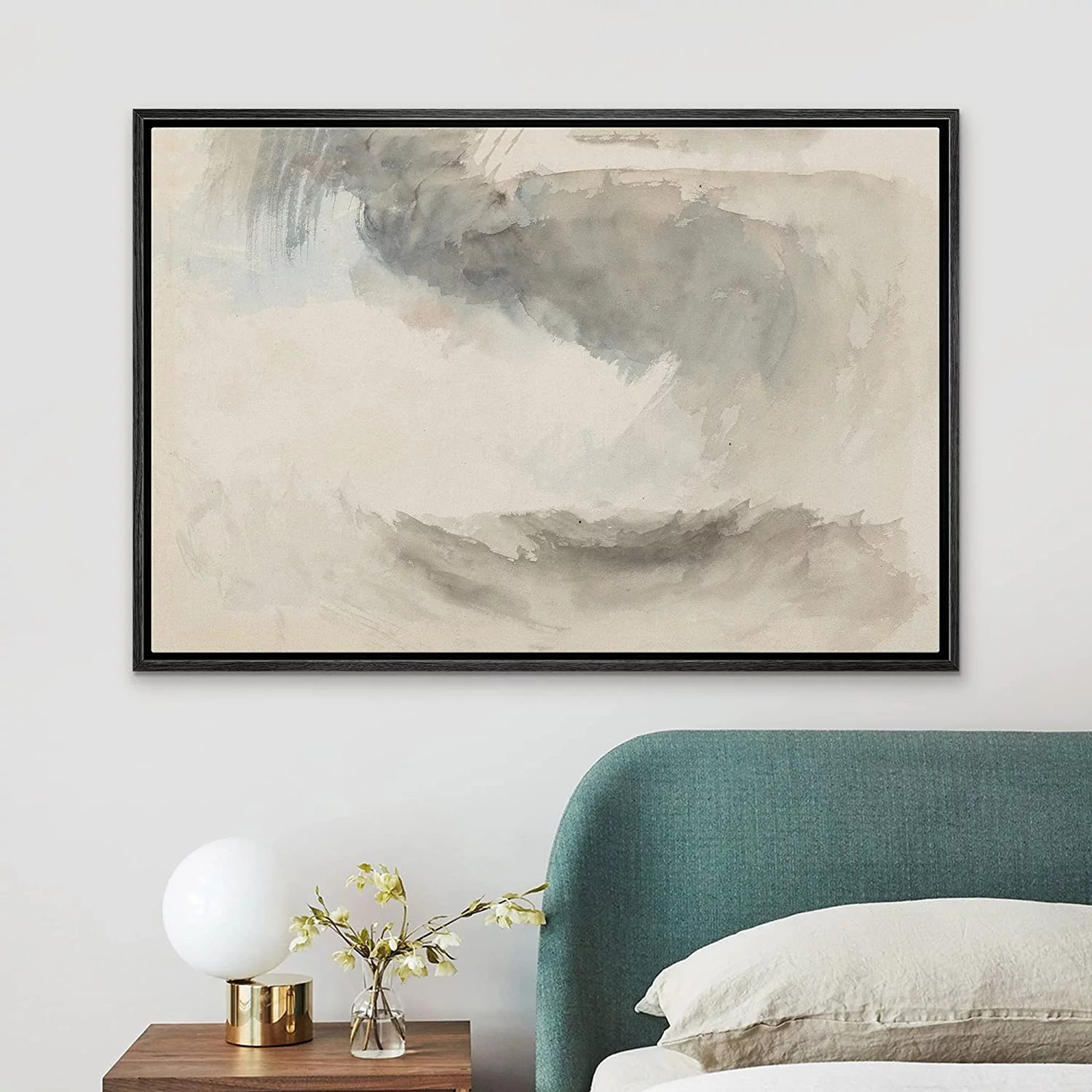 PixonSign Framed Canvas Print Wall Art Black Blue Abstract Pastel Landscape Nature Wilderness Ill... | Walmart (US)