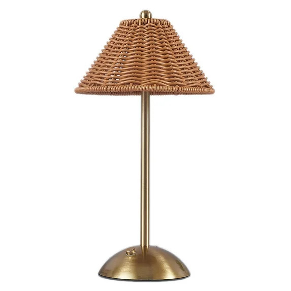 HUISZJ Cordless Table Lamp, Rechargeable Touch Control Rattan Table Lamp, Dimmable Retro Nightsta... | Walmart (US)