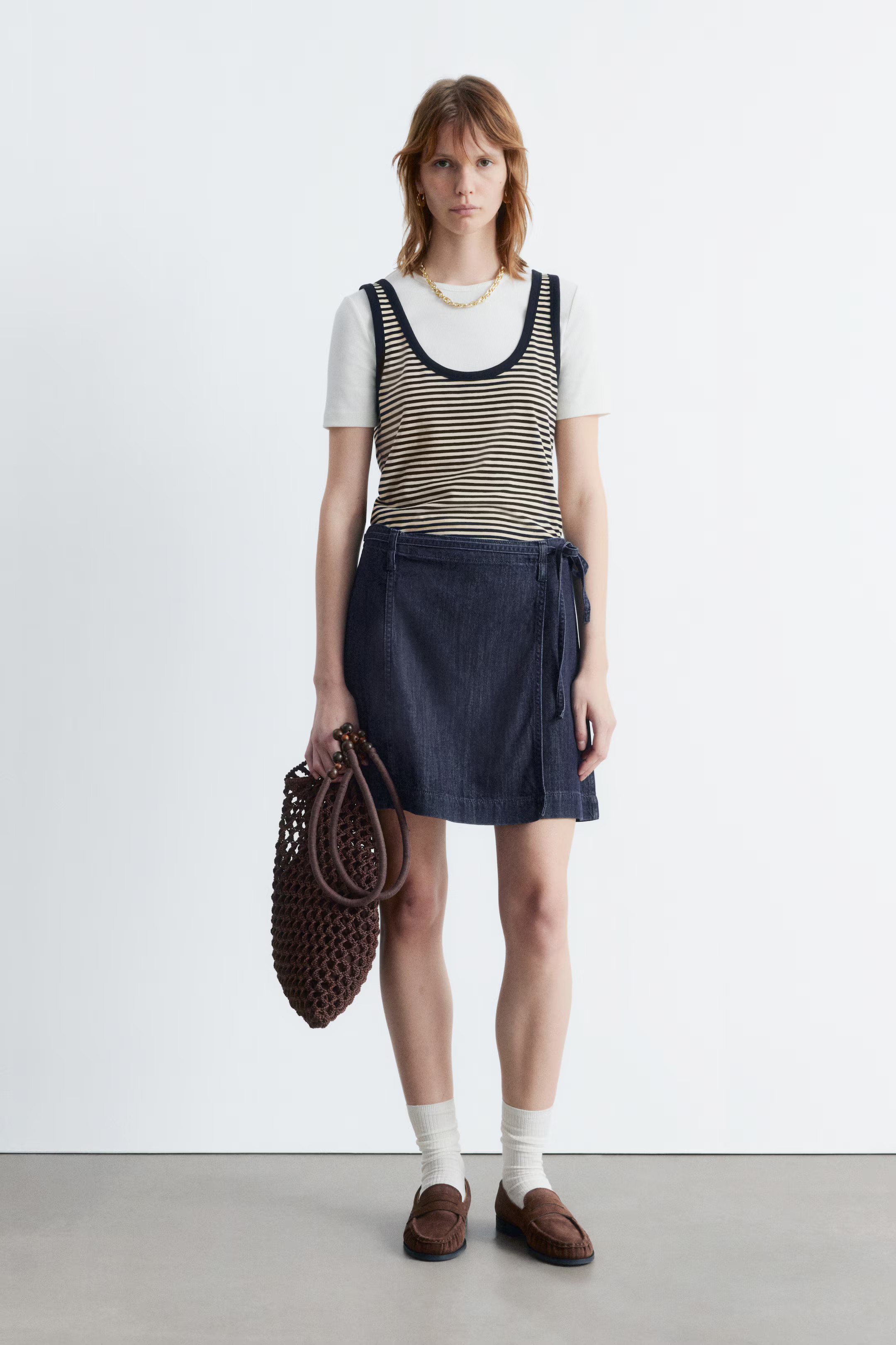 Tie-Detail Denim Mini Skirt | H&M (DE, AT, CH, NL, FI)