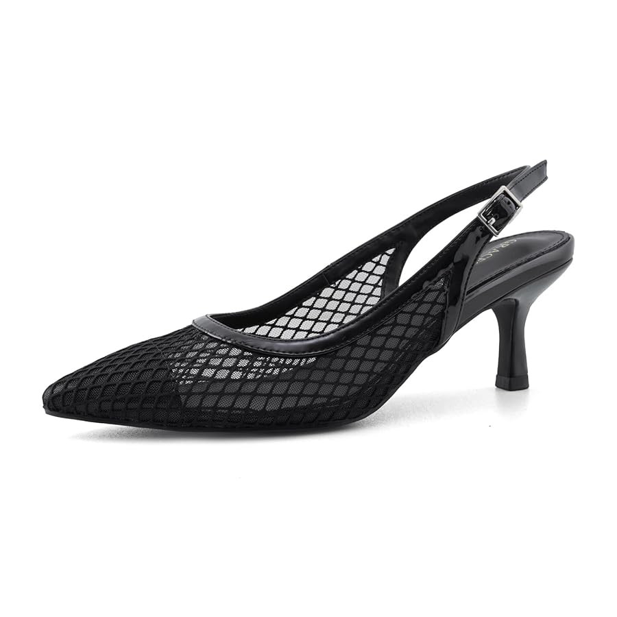 Slingback Heels for Women Kitten Heels Mesh Gauze Pumps Pointed Toe Stiletto Sandals Wedding Dres... | Amazon (US)