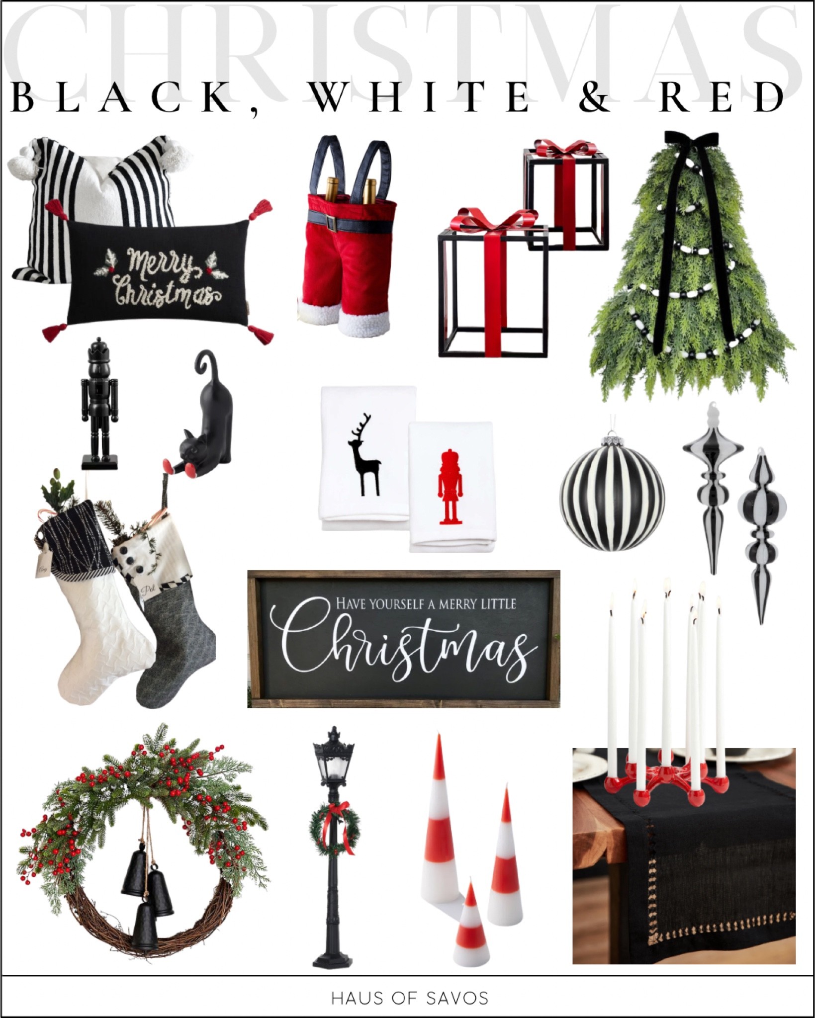 Black, White & Red Christmas Decor

Modern Christmas, minimalist, stocking holder, wreath, gifts, Santa, Christmas pillows, black Christmas sign, Christmas centerpiece, black ornaments, black & white Christmas, table runner, Christmas towels, nutcracker, stockings, holiday inspo, holiday decor ideas 

#christmas #christmasdecor #modernchristmas #christmasideas 

#LTKhome #LTKstyletip #LTKHoliday