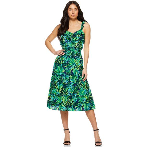 Sofia Jeans by Sofia Vergara Mommy and Me Women's Cascade Front Midi Dress | Walmart (US)